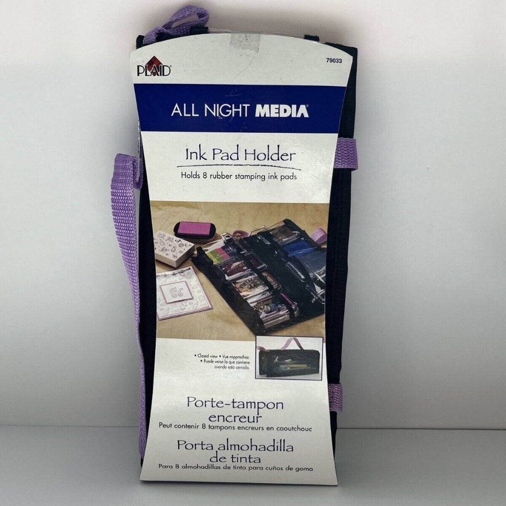 Plaid All Night Media Black Nylon Holds 8 Rubber Stamping Ink Pad Holder